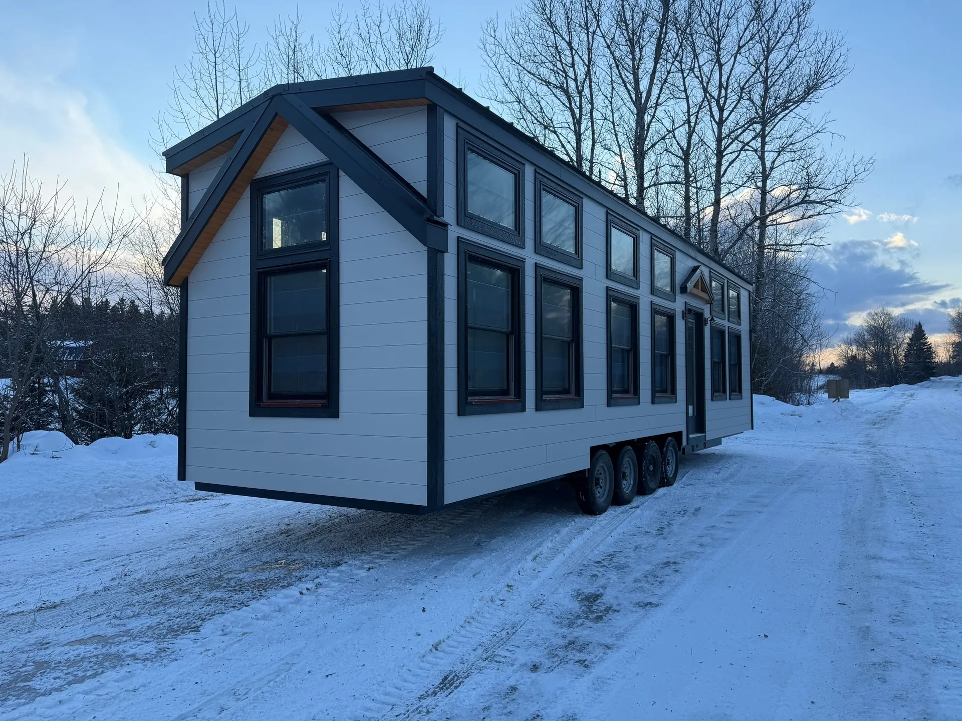 A Maine Tiny Homes model on delivery day